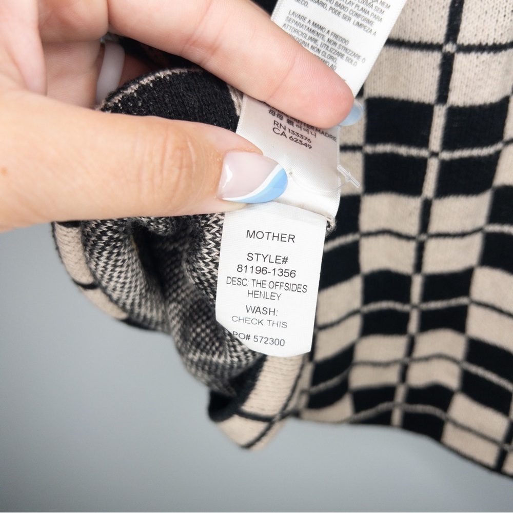 MOTHER The Offsides Henley Check This Sweater Polo Shirt - Picture 7 of 9
